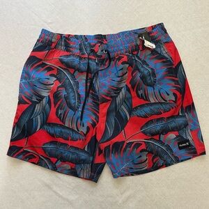 Hurley Red and Blue Board Shorts Quick-Dry Swimwear